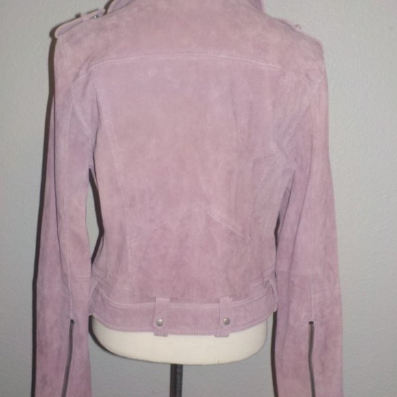 BLANK NYC MS SIZE LARGE LILAC 100% LEATHER SUEDE MOTO JACKET - Picture 3 of 10